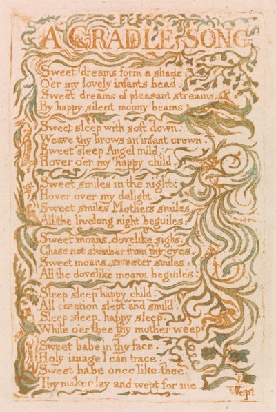 Songs of Innocence, Plate 18, A Cradle Song (Bentley 16) by William Blake